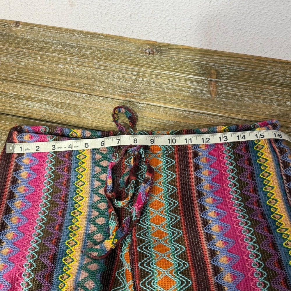 Becca by Rebecca Virtue Boho Festival Knit Pants Side Slit Colorful S/P Striped - Picture 8 of 9